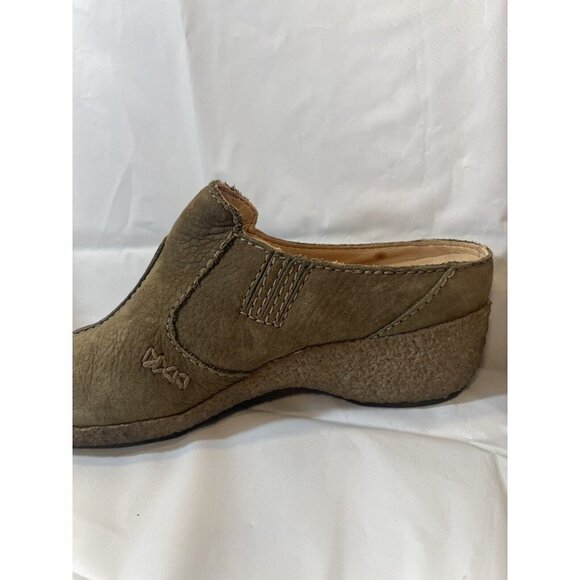 Timberland Mule Shoes Women's  Size 7 Green Brown Nubuck Comfort Gum Crepe Wedge - Picture 16 of 16